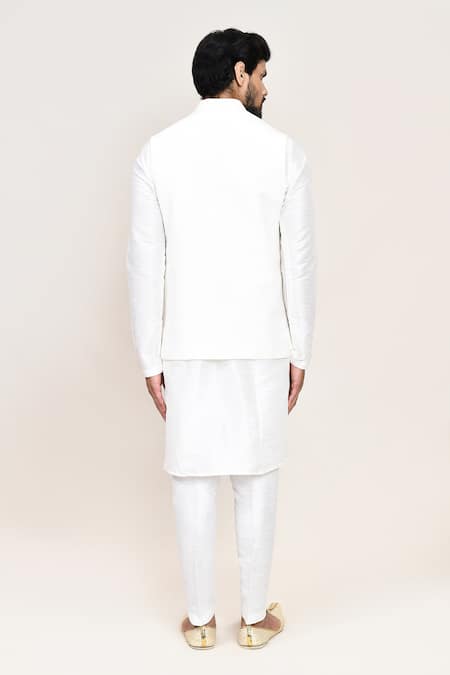 Arihant Rai Sinha White Art Silk Nehru Jacket Set 