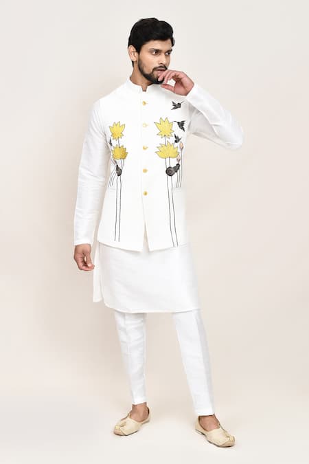 Arihant Rai Sinha White Art Silk Nehru Jacket Set 