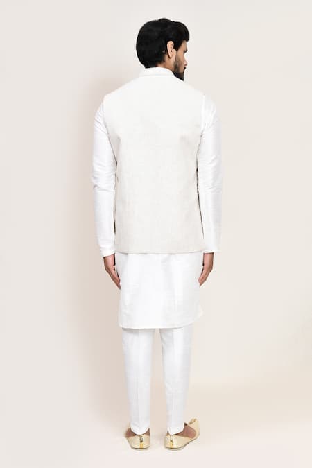 Arihant Rai Sinha Embroidered Off White Nehru Jacket 