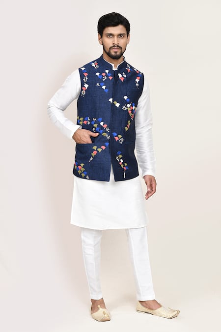 Arihant Rai Sinha Blue Thread Work Nehru Jacket 