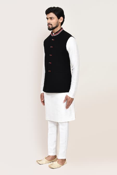 Arihant Rai Sinha_Black Imported Jacquard Nehru Jacket _Online_at_Aza_Fashions
