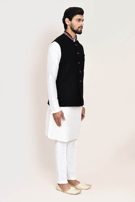 Buy_Arihant Rai Sinha_Black Imported Jacquard Nehru Jacket _Online_at_Aza_Fashions