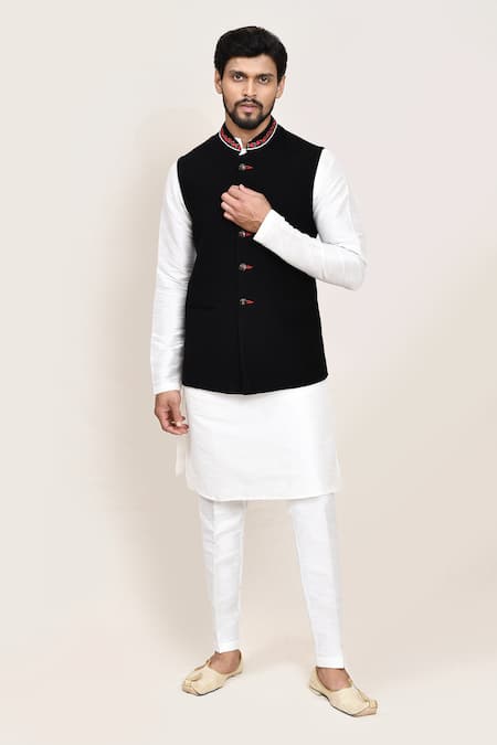 Buy_Arihant Rai Sinha_Black Imported Jacquard Nehru Jacket 