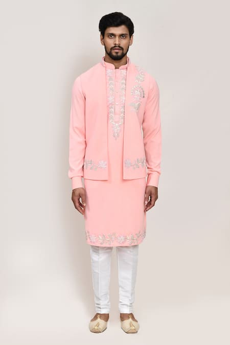 Arihant Rai Sinha_Pink Embroidery Nehru Jacket _Online_at_Aza_Fashions