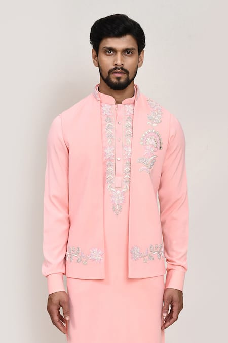 Arihant Rai Sinha Embroidered Pink Nehru Jacket