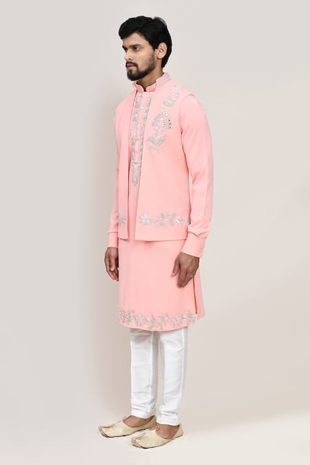 Buy_Arihant Rai Sinha_Pink Embroidery Nehru Jacket _Online_at_Aza_Fashions