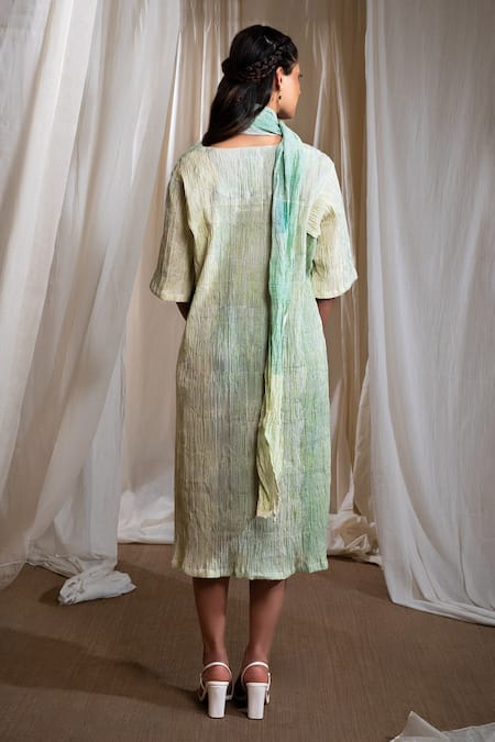 Banana Labs Handblock Print Cotton Dress With Stole 