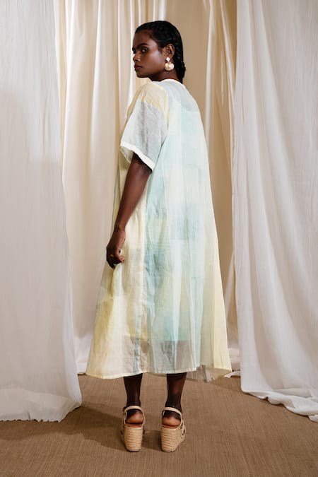 Banana Labs Skyline Handblock Print Dress With Shrug 