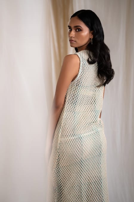 Banana Labs Aqua Blue Hand Block Print Dress 