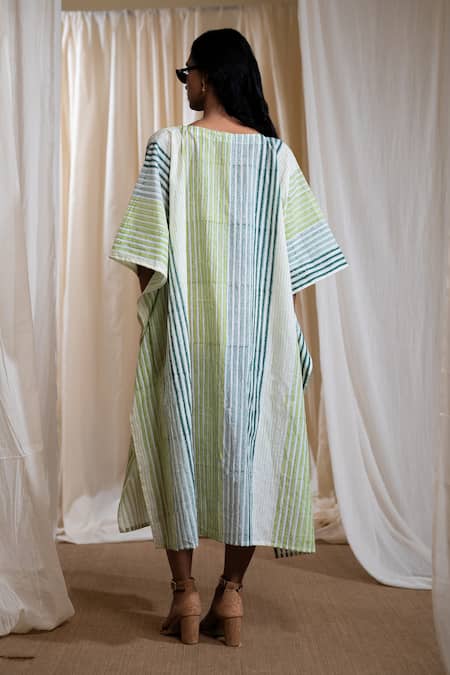 Banana Labs Green Striped Cotton Kaftan 