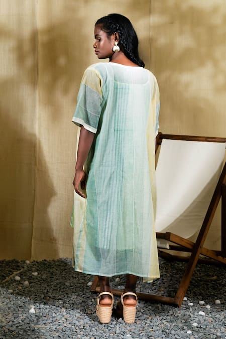 Banana Labs Skyline Handblock Print Dress With Shrug 