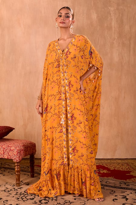 Mehak Murpana X AZA Floral Print Long Kaftan With Pant 