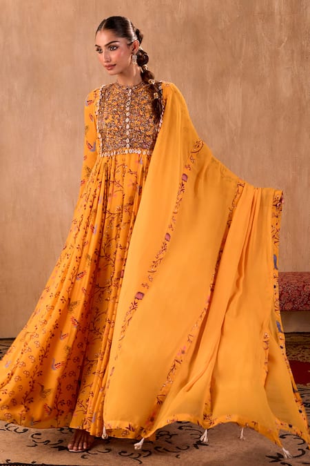 Mehak Murpana X AZA Floral Print Anarkali With Dupatta 