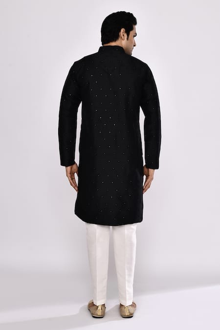 Arihant Rai Sinha Black Silk Blend Long Kurta 