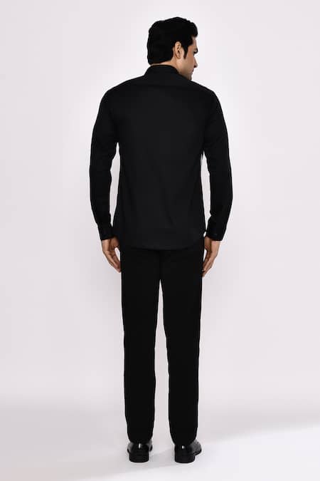 Aryavir Malhotra Black Printed Cotton Blend Shirt 