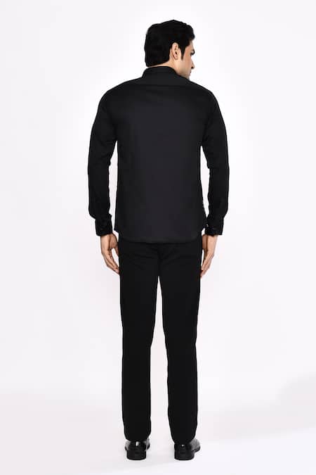 Aryavir Malhotra Black Printed Cotton Blend Shirt 
