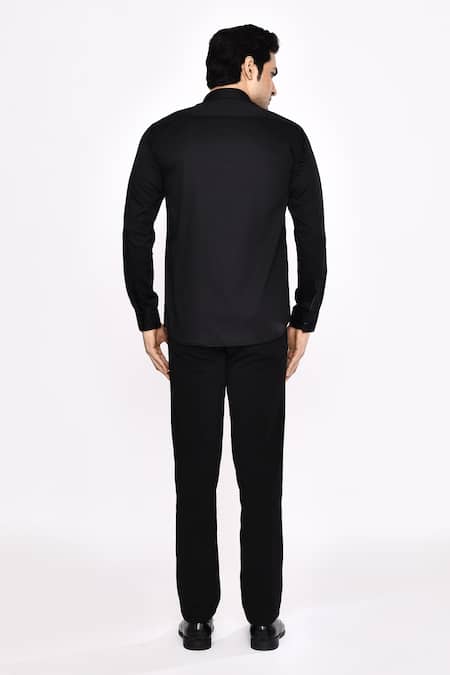 Aryavir Malhotra Black Printed Cotton Blend Shirt 