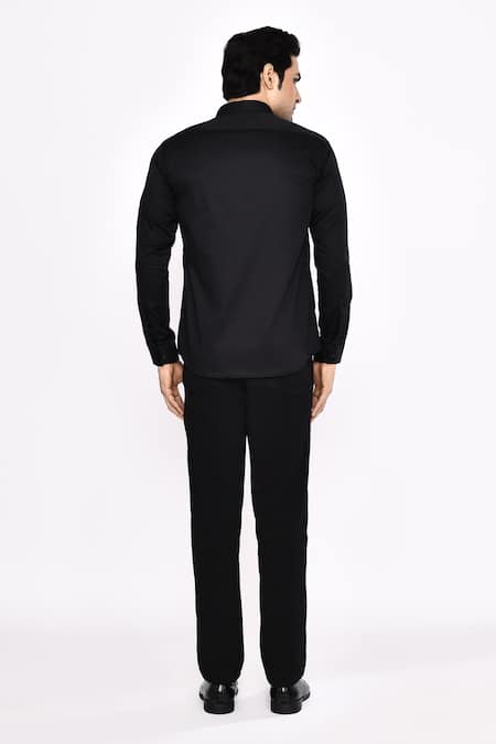 Aryavir Malhotra Black Printed Cotton Blend Shirt 