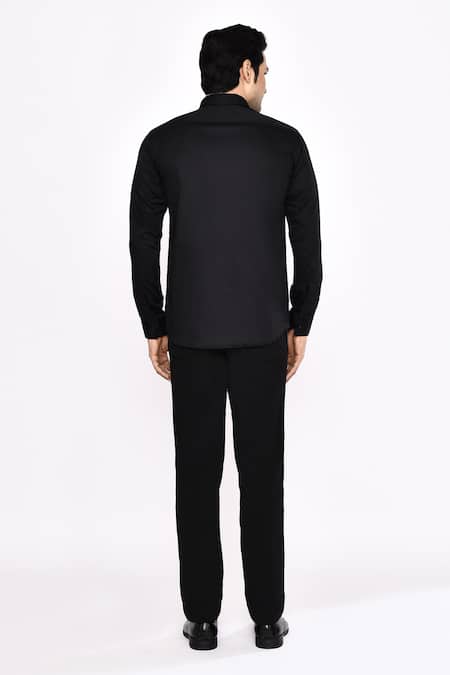 Aryavir Malhotra Black Printed Cotton Blend Shirt 
