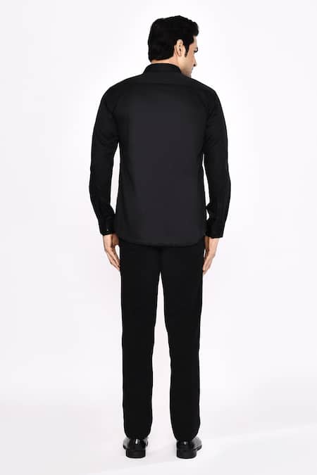 Aryavir Malhotra Black Printed Cotton Blend Shirt 