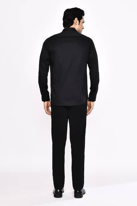 Aryavir Malhotra Black Printed Cotton Blend Shirt 