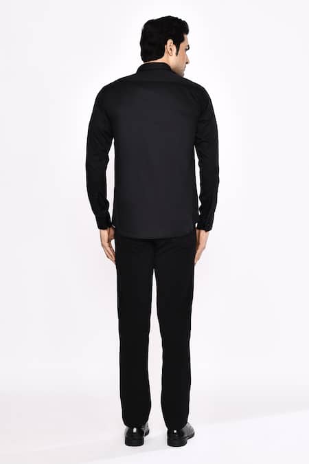 Aryavir Malhotra Black Printed Cotton Blend Shirt 