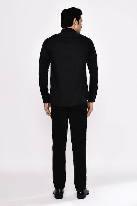 Aryavir Malhotra Black Printed Cotton Blend Shirt 
