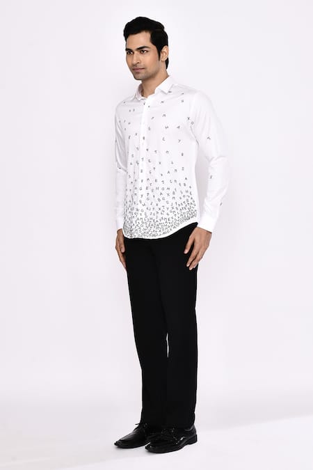 Aryavir Malhotra_White Cotton Printed Blend Shirt _at_Aza_Fashions