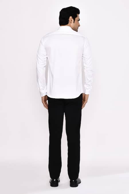 Aryavir Malhotra Printed White Cotton Blend Shirt 