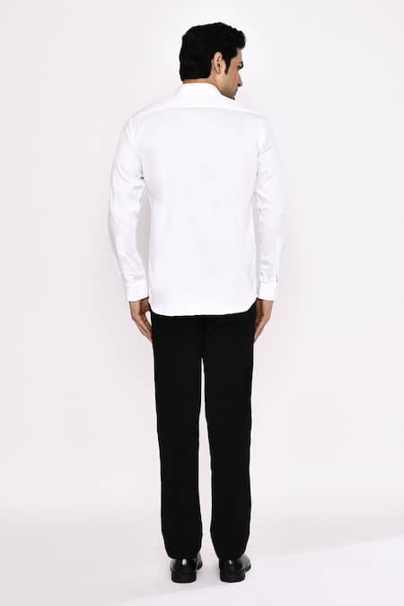 Aryavir Malhotra Printed White Cotton Blend Shirt 