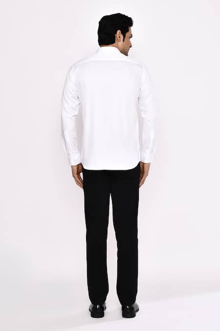 Aryavir Malhotra Printed White Cotton Blend Shirt 