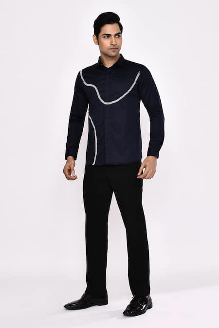 Aryavir Malhotra_Black Cotton Printed Blend Shirt _at_Aza_Fashions