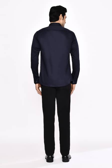 Aryavir Malhotra Printed Black Cotton Blend Shirt 