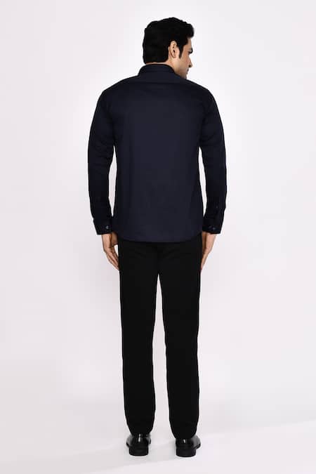 Aryavir Malhotra Black Printed Cotton Blend Shirt 