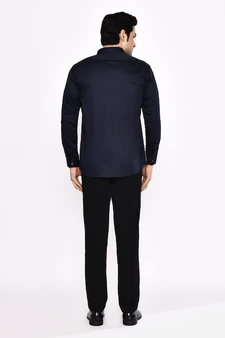 Aryavir Malhotra Black Printed Cotton Blend Shirt 