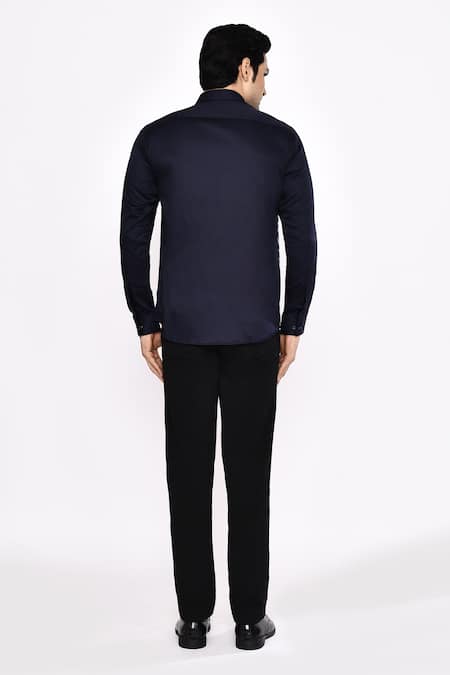 Aryavir Malhotra Black Printed Cotton Blend Shirt 