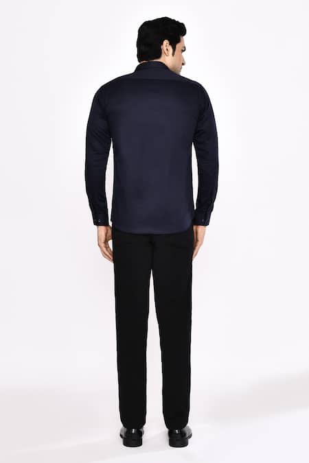 Aryavir Malhotra Printed Black Cotton Blend Shirt 