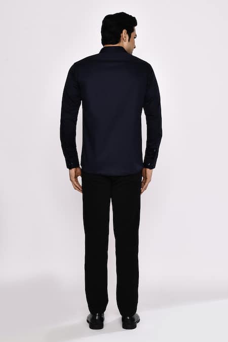 Aryavir Malhotra Black Printed Cotton Blend Shirt 