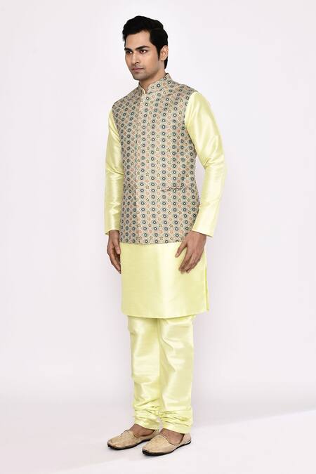 Arihant Rai Sinha Silk Embroidery Printed Nehru Jacket at Aza Fashions Arihant Rai Sinha_Silk Embroidery Printed Nehru Jacket _at_Aza_Fashions