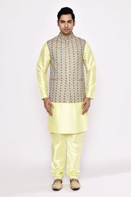 Shop Arihant Rai Sinha Silk Embroidery Printed Nehru Jacket Shop_Arihant Rai Sinha_Silk Embroidery Printed Nehru Jacket