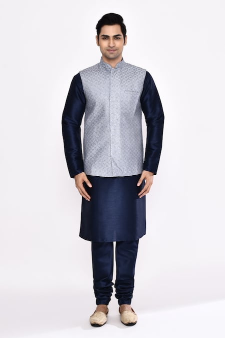 Buy Arihant Rai Sinha Blue Silk Dark Blend Churidar Buy_Arihant Rai Sinha_Blue Silk Dark Blend Churidar
