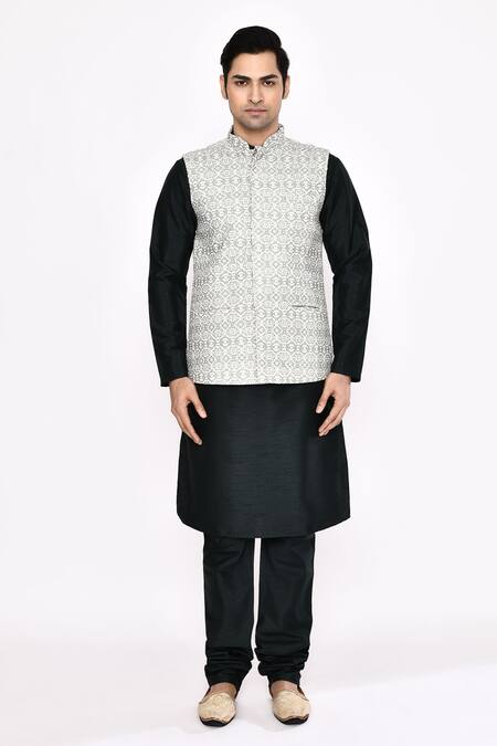 Shop Arihant Rai Sinha Black Silk Blend Churidar Shop_Arihant Rai Sinha_Black Silk Blend Churidar
