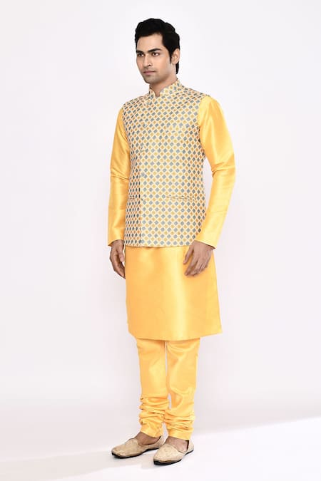 Buy Arihant Rai Sinha Yellow Silk Blend Churidar Buy_Arihant Rai Sinha_Yellow Silk Blend Churidar