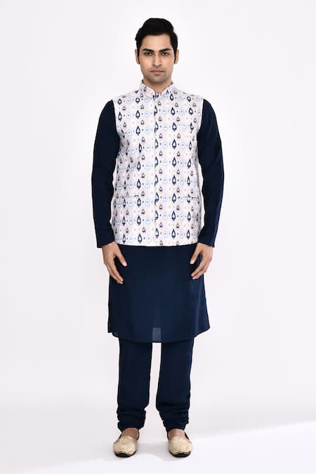 Buy Arihant Rai Sinha Blue Silk Dark Blend Churidar Buy_Arihant Rai Sinha_Blue Silk Dark Blend Churidar
