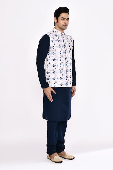 Shop Arihant Rai Sinha Blue Silk Dark Blend Churidar Shop_Arihant Rai Sinha_Blue Silk Dark Blend Churidar