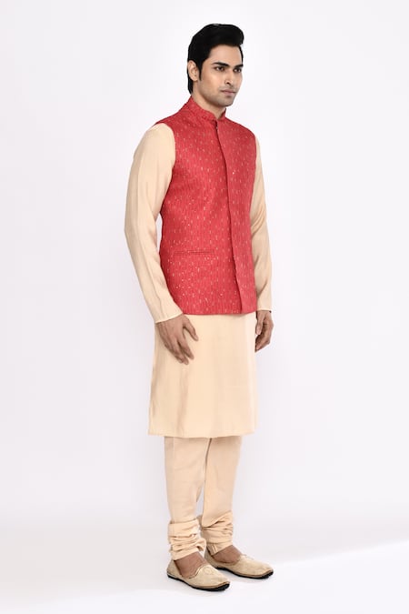Buy_Arihant Rai Sinha_Beige Silk Blend Churidar _Online_at_Aza_Fashions