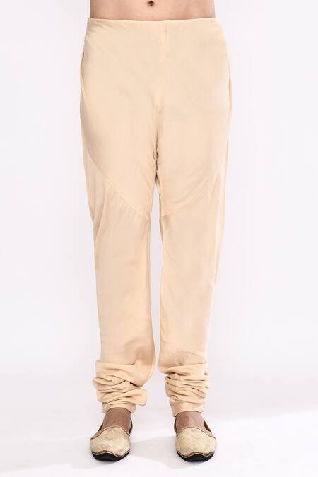 Shop_Arihant Rai Sinha_Beige Silk Blend Churidar _Online_at_Aza_Fashions