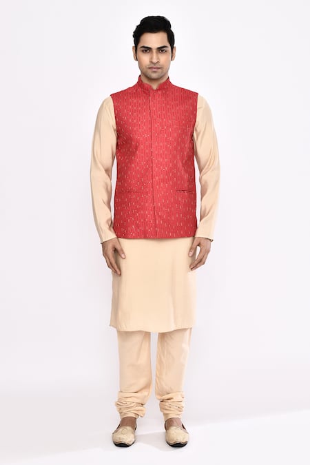 Arihant Rai Sinha_Beige Silk Blend Churidar _at_Aza_Fashions
