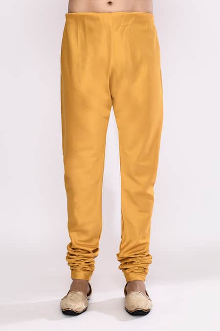 Buy_Arihant Rai Sinha_Yellow Silk Blend Churidar _Online_at_Aza_Fashions