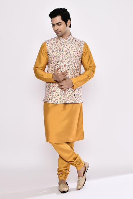 Arihant Rai Sinha Yellow Silk Blend Churidar 